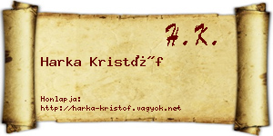 Harka Kristóf névjegykártya